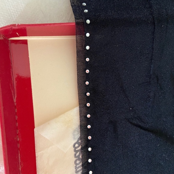Philippe Matignon By Filodoro Sheer Black Hosiery With Crystals Down Back Seam - Picture 1 of 9